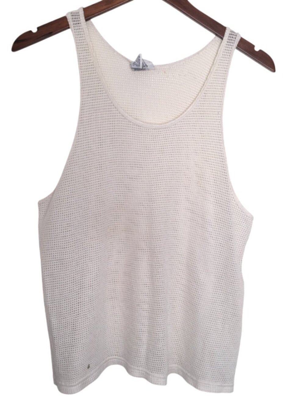 Vintage Mesh Scoop Neck Tank White Unisex Style Size Small